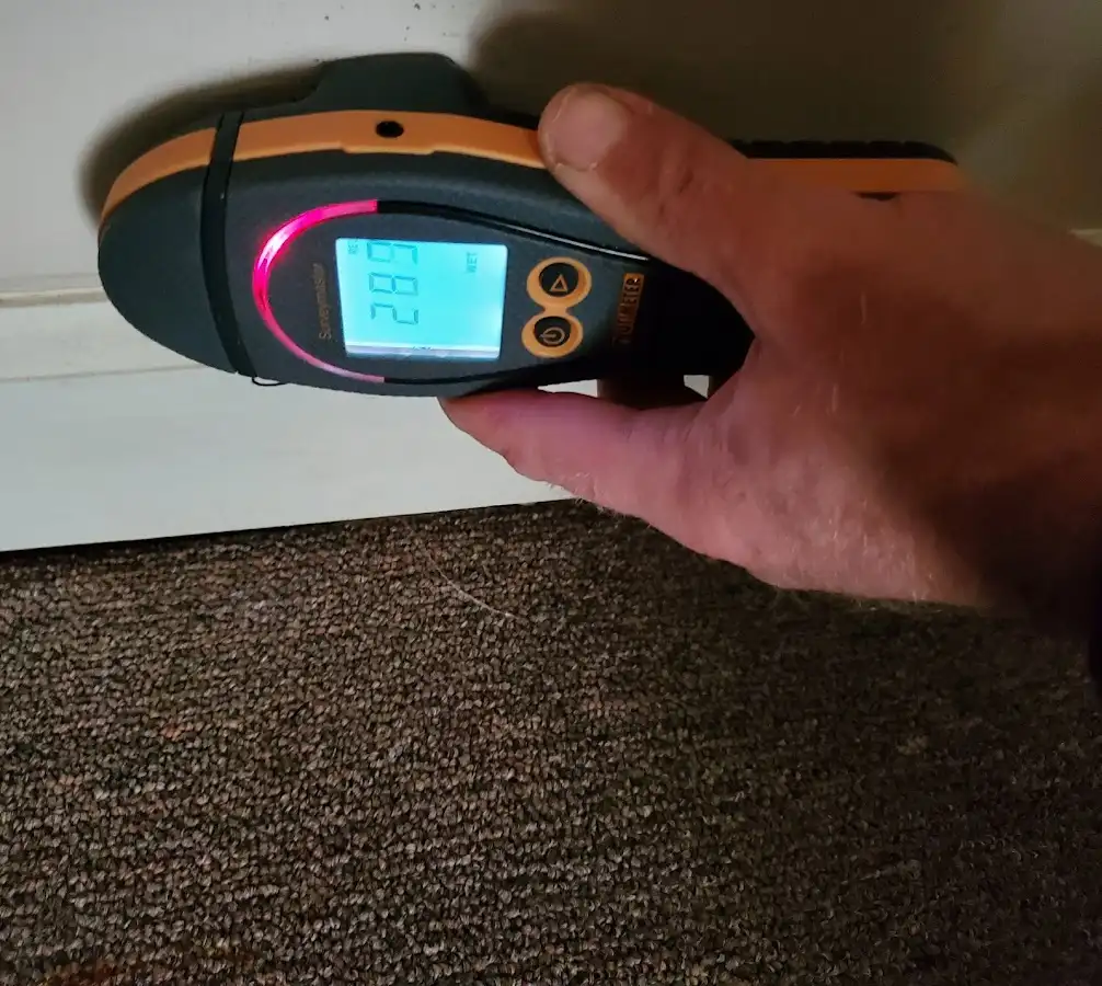 Moisture detection at baseboard during Sewage Cleanup & Sanitation in Tamarac